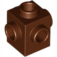 Lego kostka (kostička) 1x1 s nopy na čtyřech stranách, červeno hnědá (4528447, 6133765)